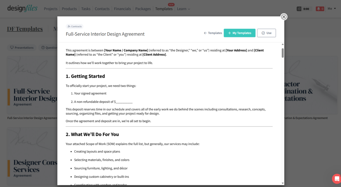 designfiles interior design contract template