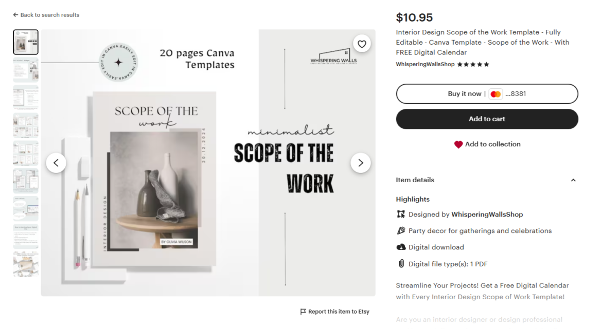 interior design scope of work template