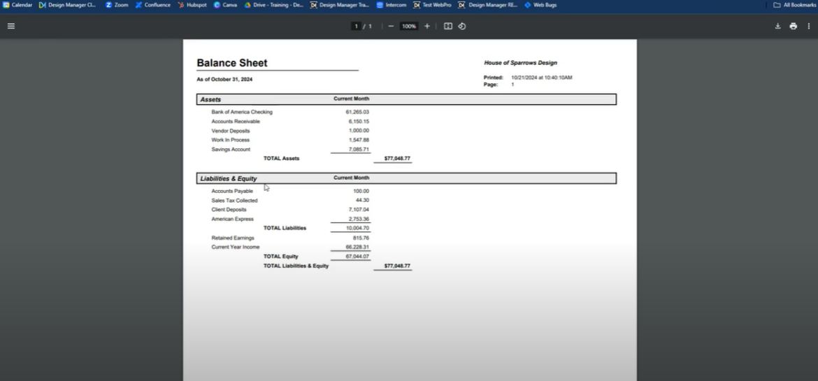 balance sheet